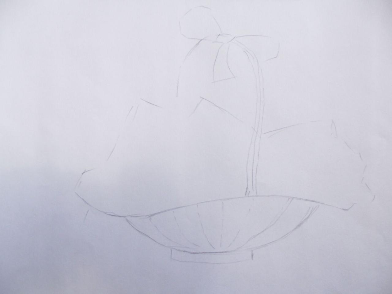 第一步,勾出果篮的大小以及篮里所有水果,所占空间的大小