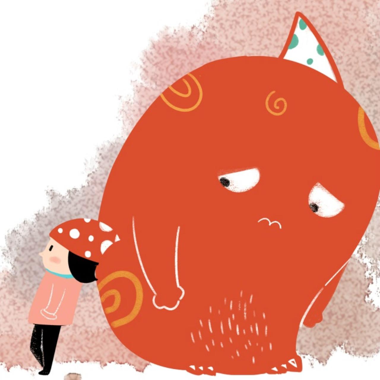 靠在害羞的外星人身上的孩子头像