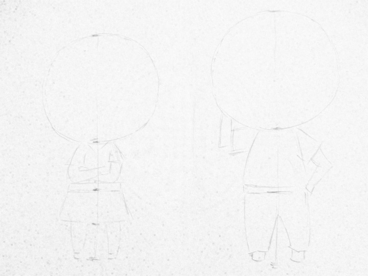 第一步，确定高坂京介和妹妹高坂桐乃全身各部分的比例关系