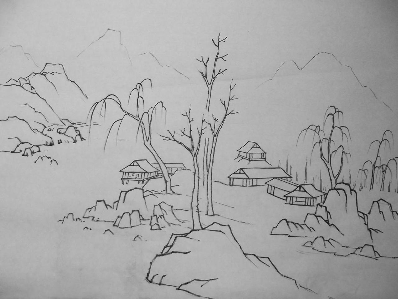 第二步，勾墨线