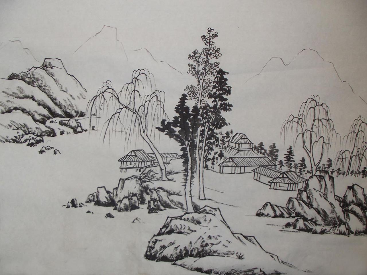 第三步，皴、擦、点