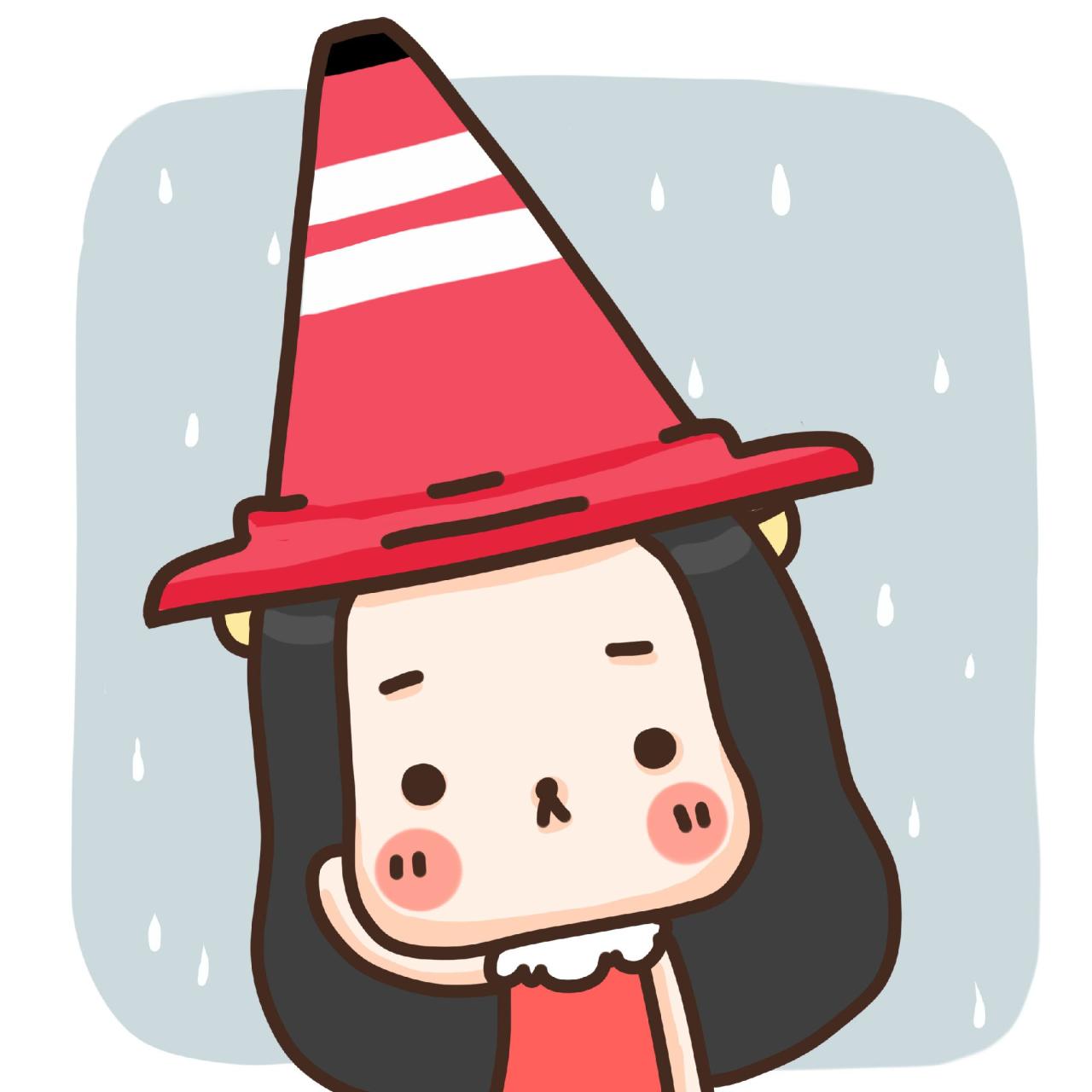 情侣头像女用：戴着雪糕筒的女孩头像