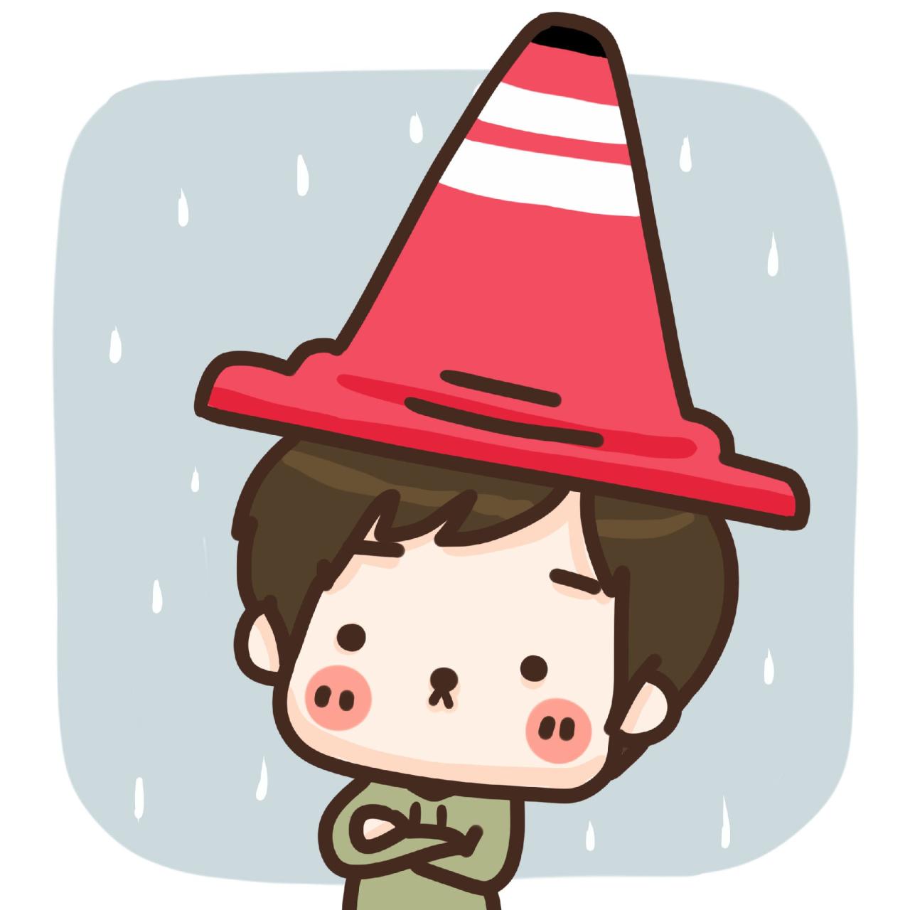 情侣头像男用：戴着雪糕筒的男孩头像