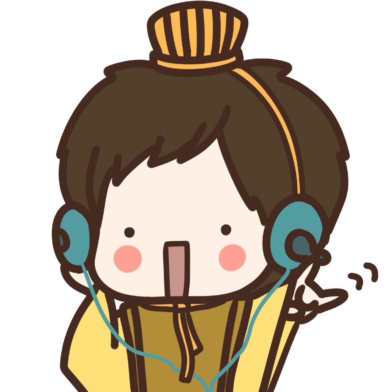 情侣头像男用：扮成皇上戴着耳机的男孩头像