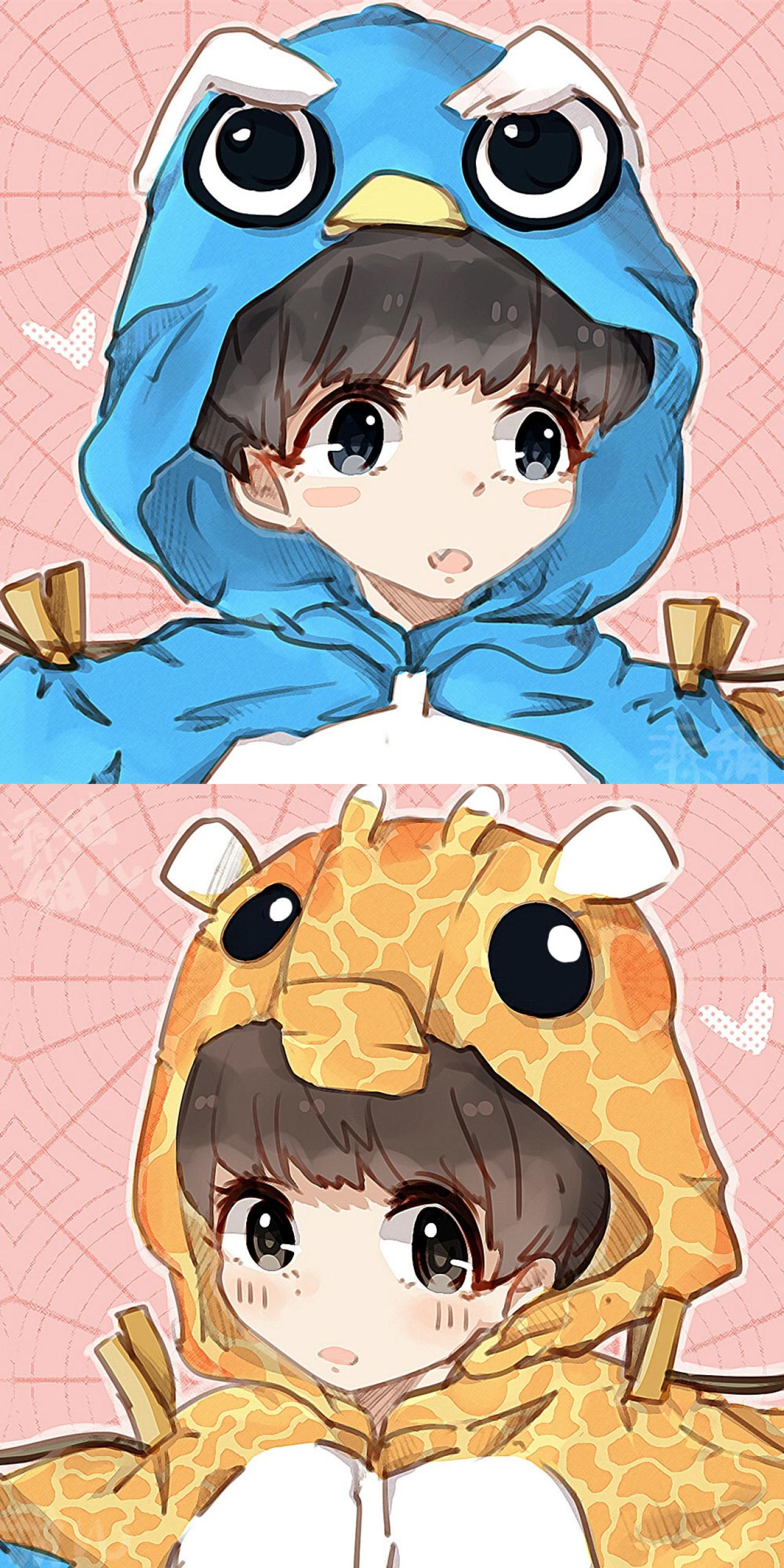 王俊凯和王源睡衣Q版头像 预览图