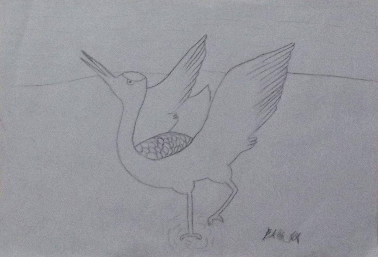 展翅欲飞的仙鹤 卢婉仪画