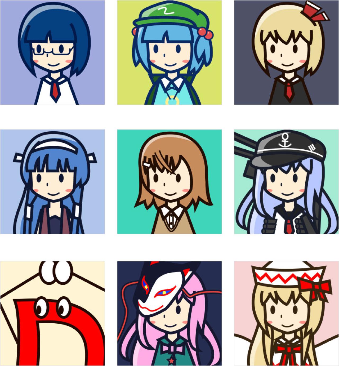 メルビル东方Project等角色手绘头像 预览图