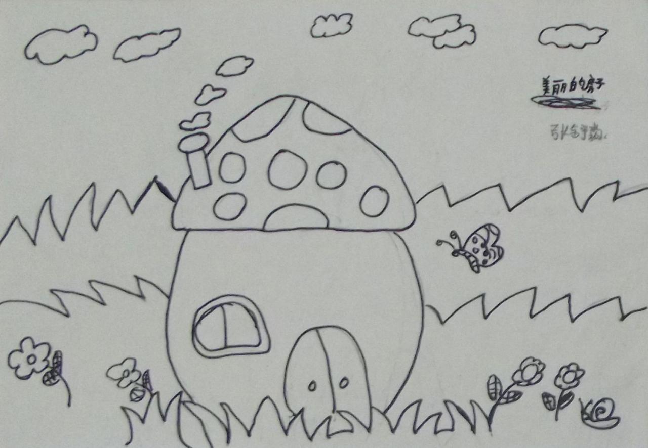 美丽的房子 铅笔画 张舒淼画