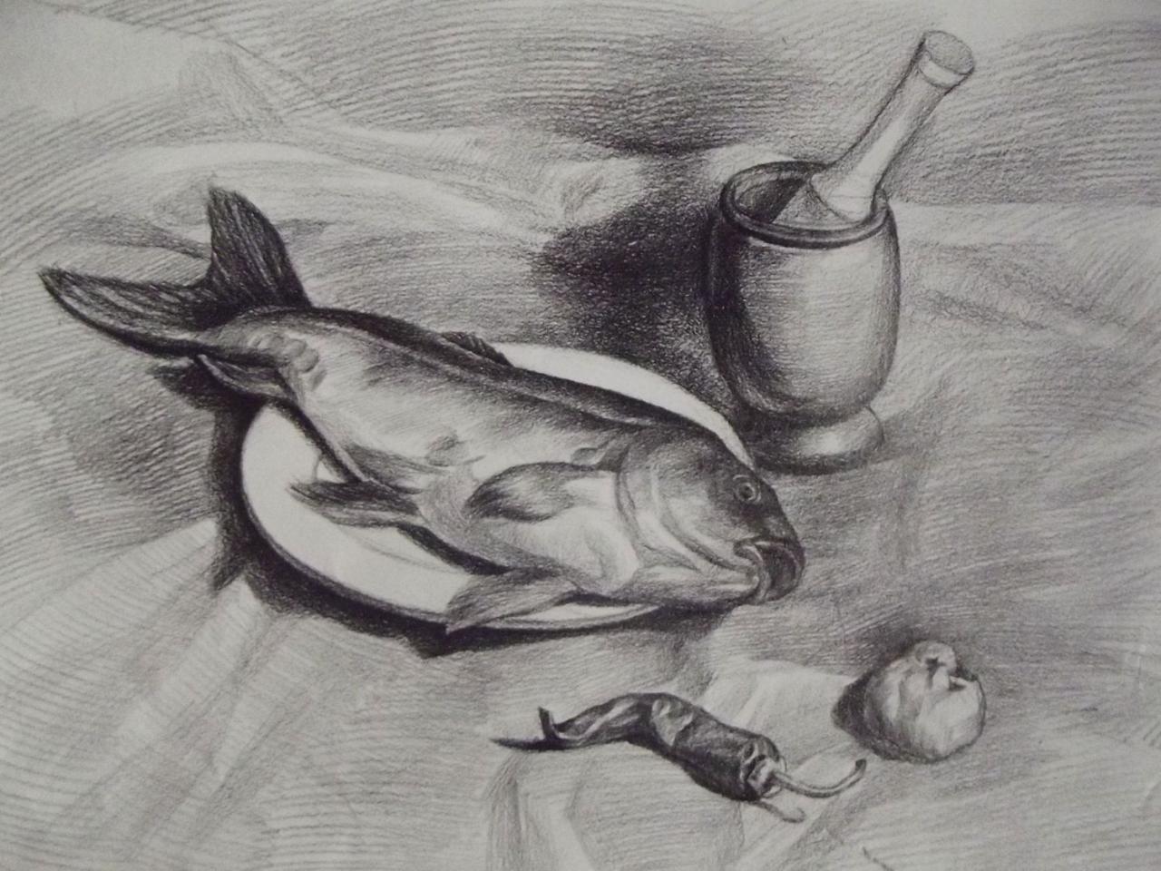 第三步,从大体块入手,进行概括性描绘