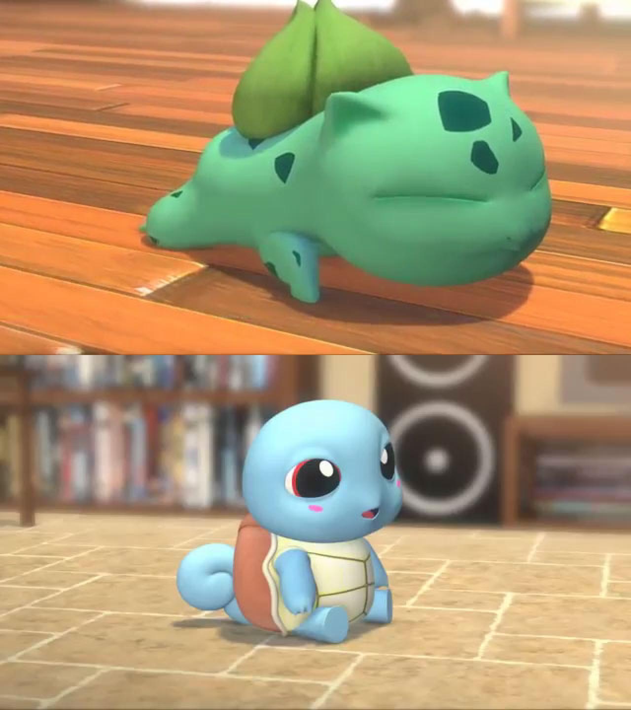 出生三天的妙蛙种子（上）和出生三周的杰尼龟（下）