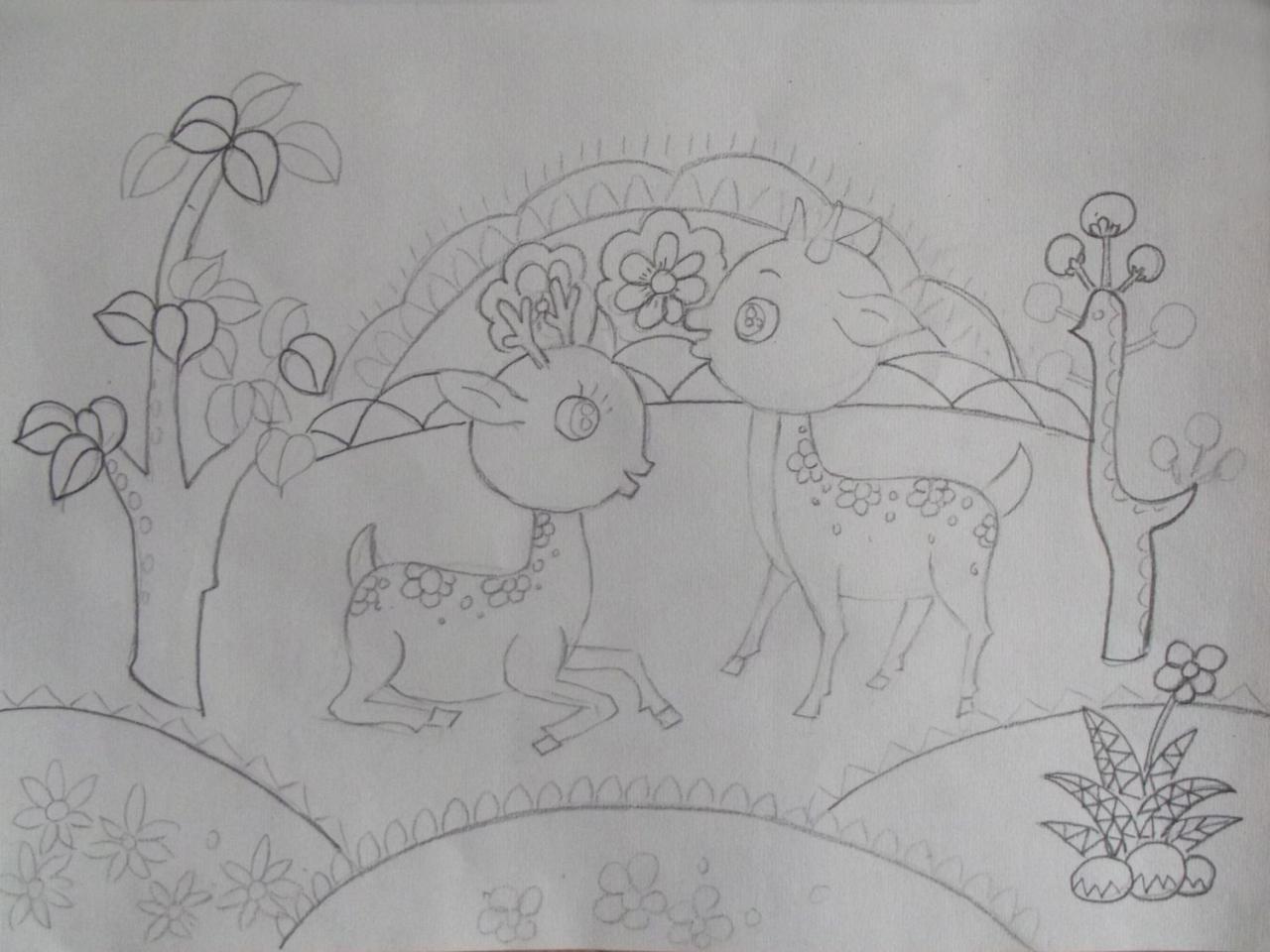 第三步，详细刻画小鹿和背景