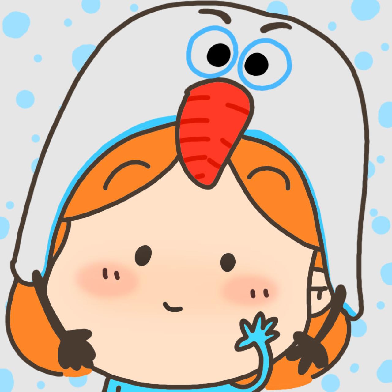 丁小点戴着企鹅头套卖萌头像