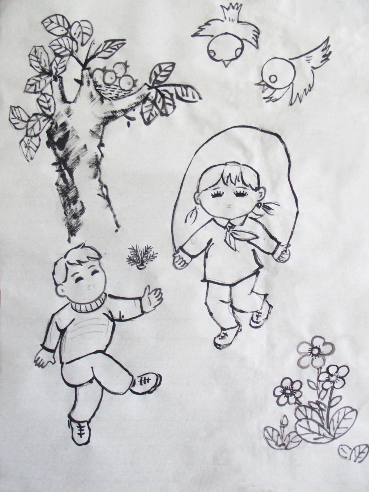 第二步，勾墨线