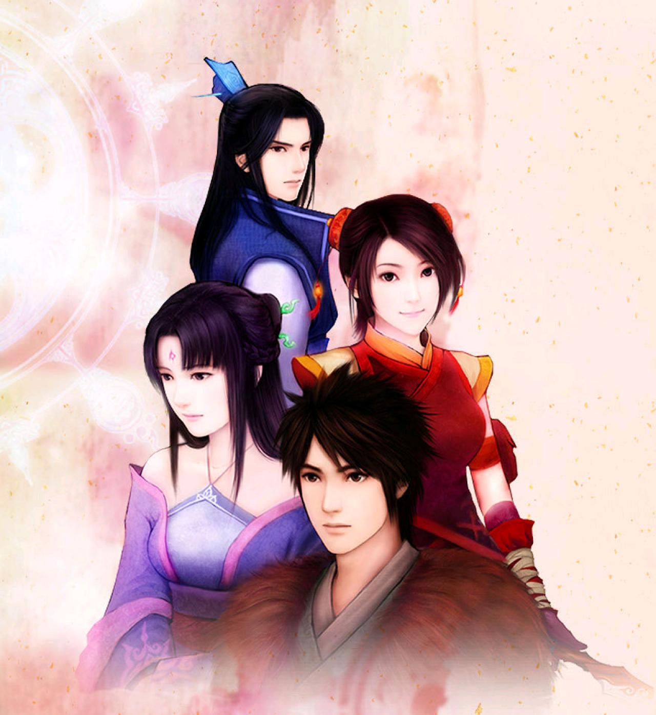 仙剑奇侠传4主要角色云天河，韩菱纱，柳梦璃，慕容紫英，截取自南宫灵妈壁纸