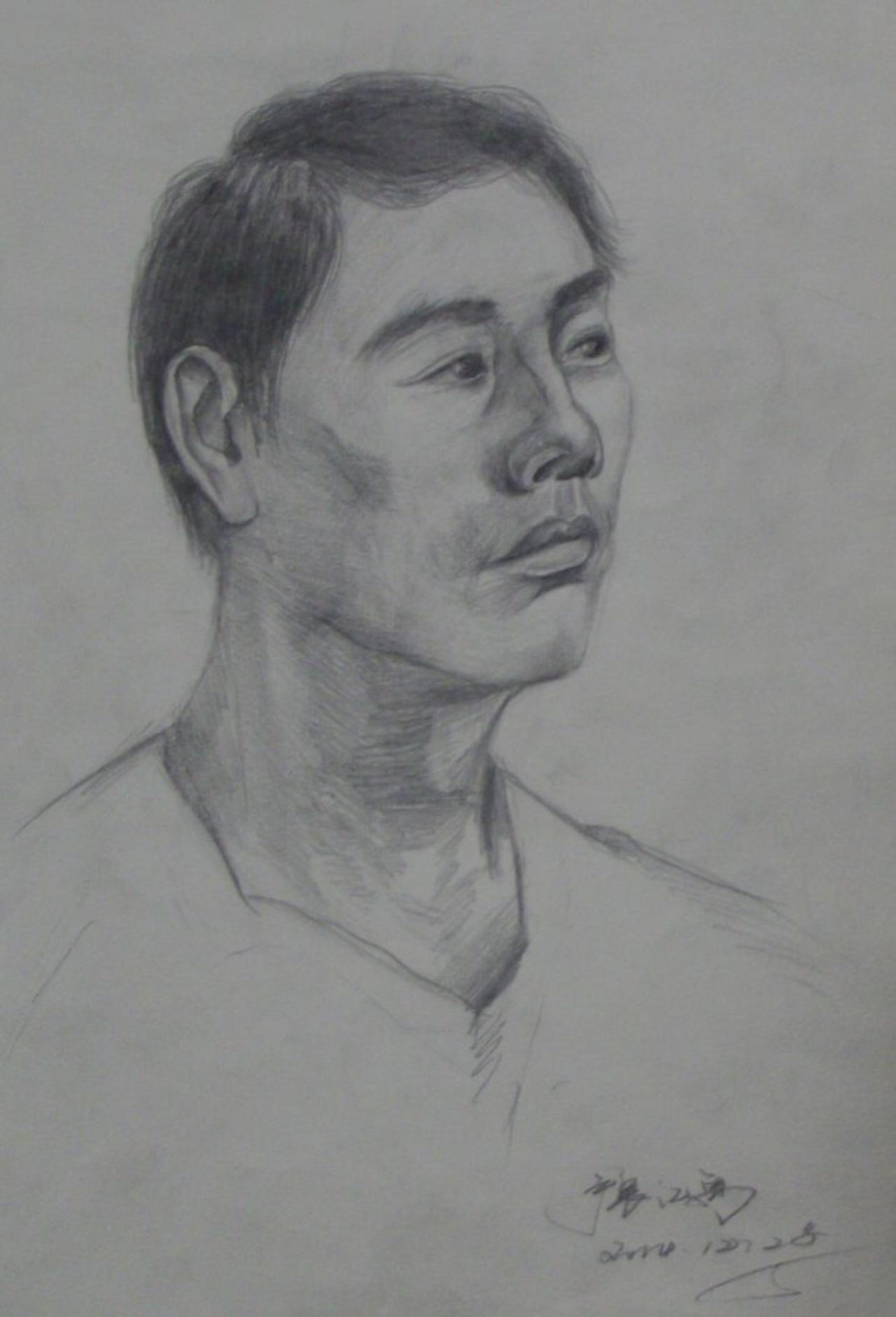 青年男子头像 人物素描 张江禹画