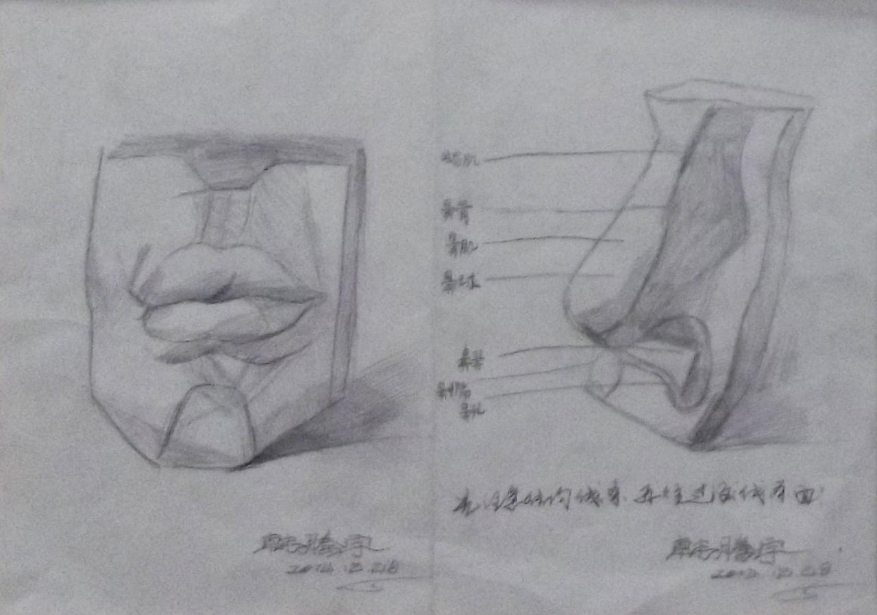 石膏嘴和石膏鼻子 素描 韩腾宇画