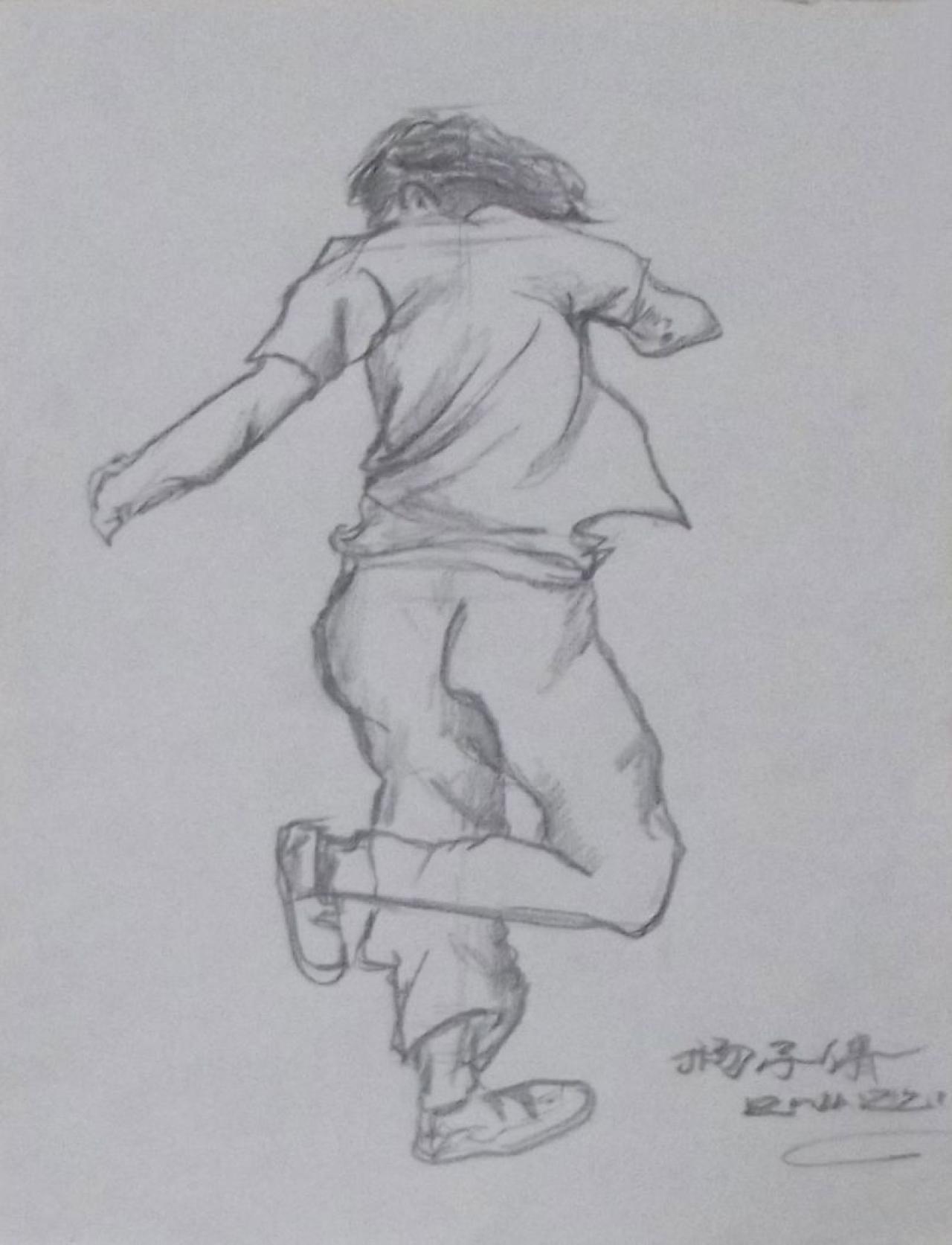 青年女子背面 人物速写 杨子倩画