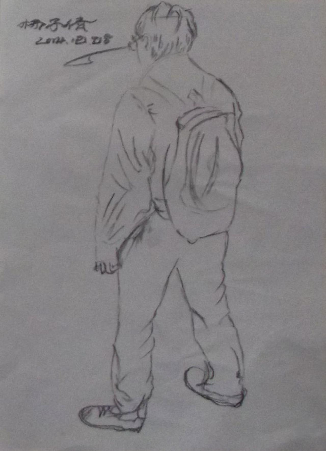 青年男子背面 人物速写 杨子倩画