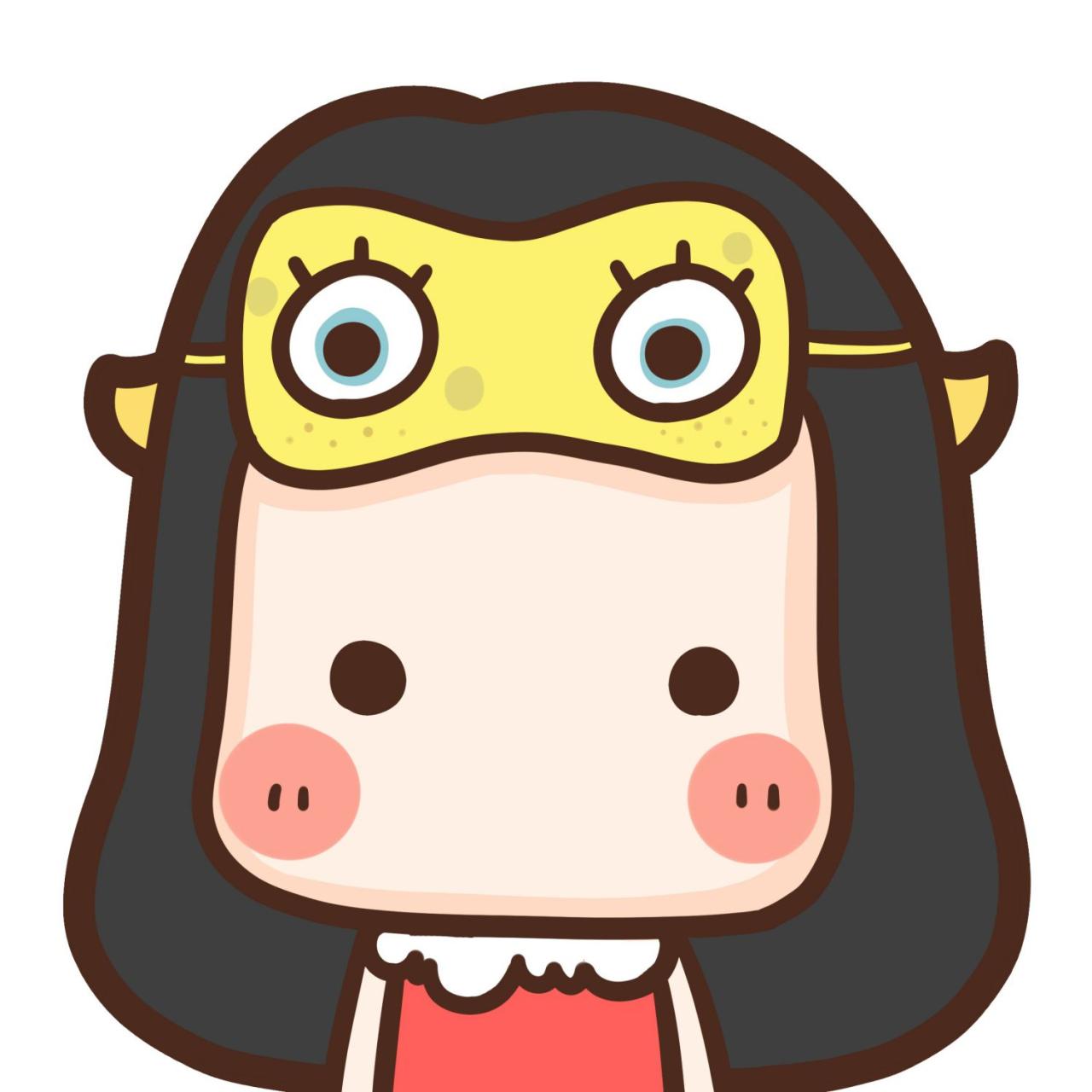 情侣头像女用：戴着海绵宝宝眼罩的女孩