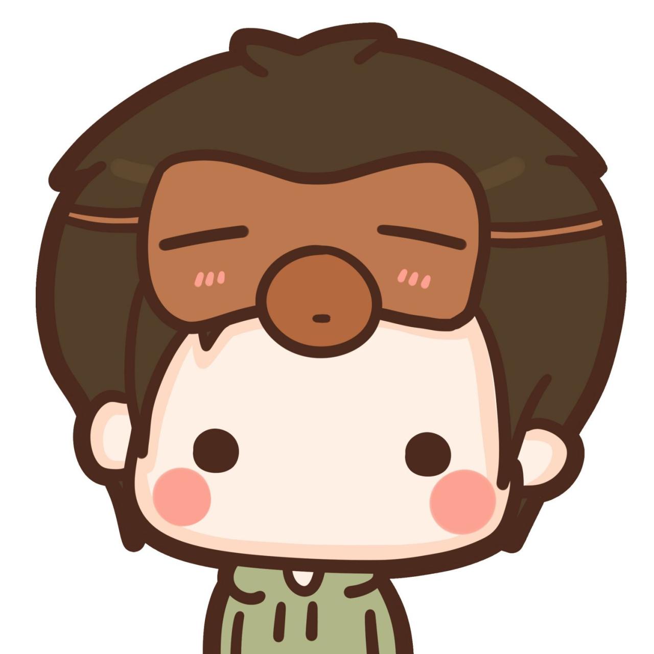 情侣头像男用：戴着卡通眼罩的男孩