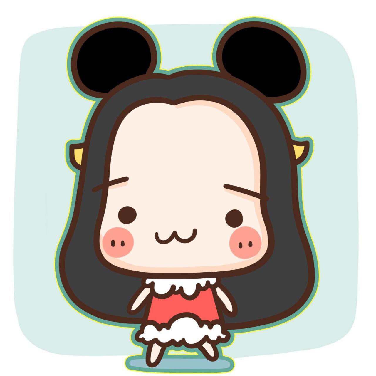 情侣头像女用：戴着熊猫耳朵的女孩