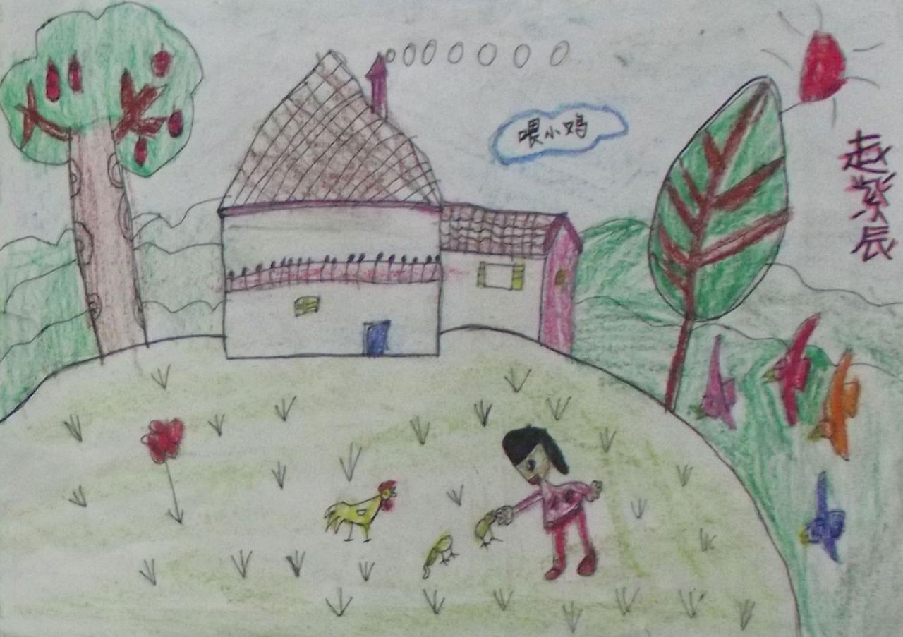 喂小鸡 赵紫辰画