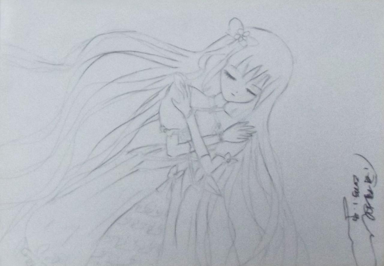 小女孩 铅笔线稿 原佳仪画