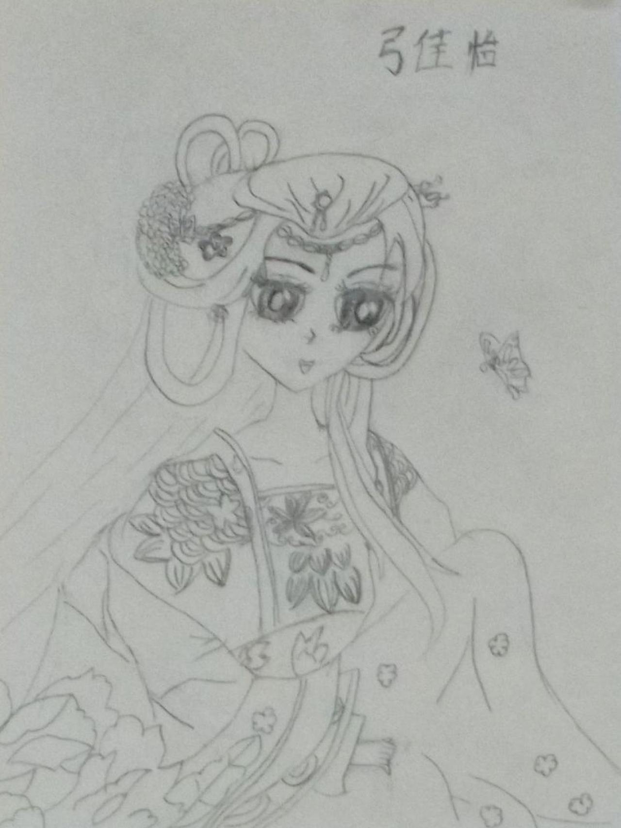 古装少女 弓佳怡画