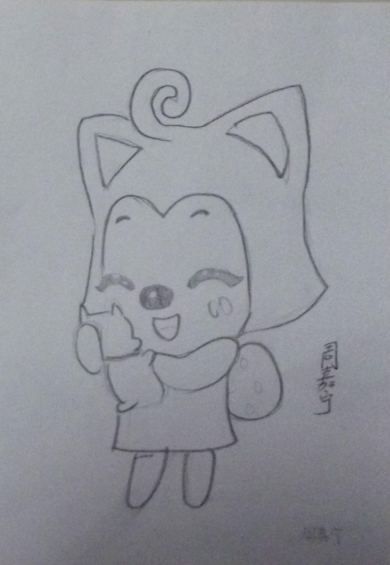 阿狸 铅笔画 周嘉宁画