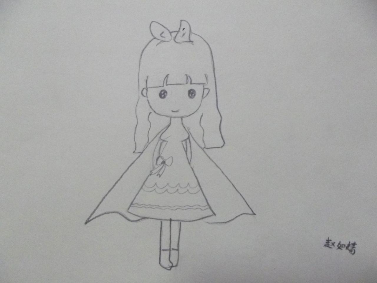 小女孩 铅笔画 赵如靖画