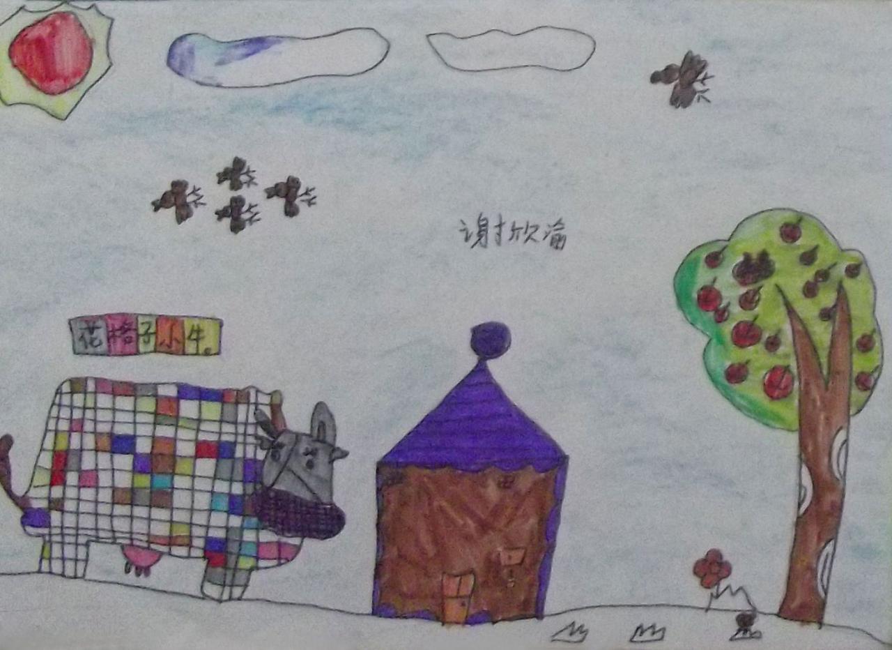 花格子小牛 谢欣渝画