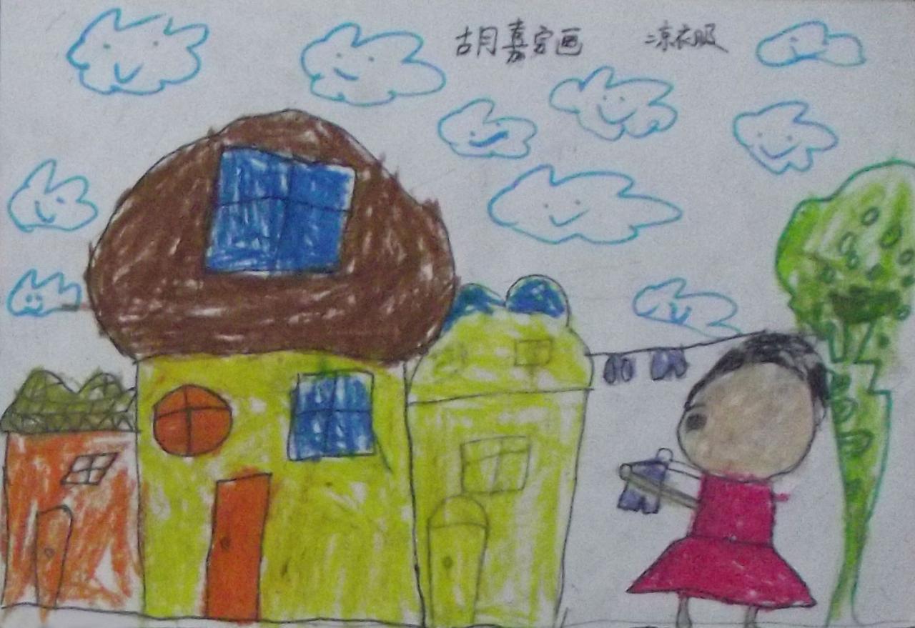 晾衣服 胡嘉宝画