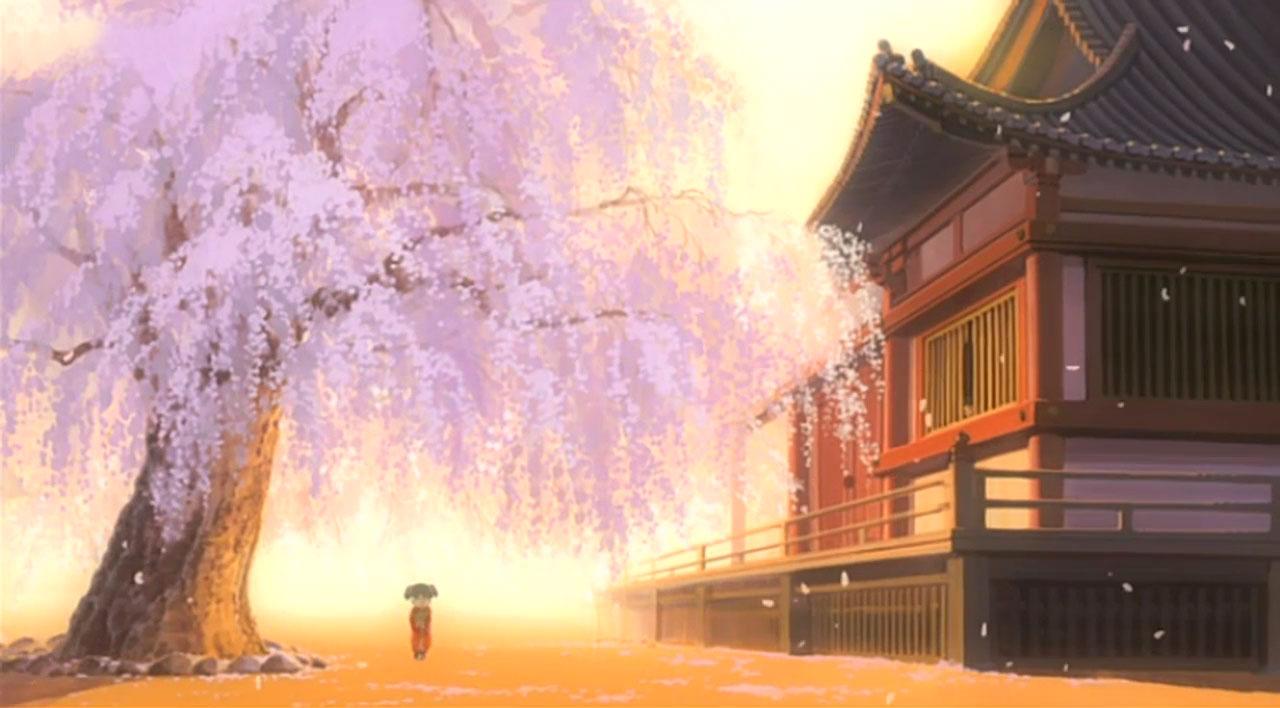 名侦探柯南剧场版·迷宫的十字路口片头，在樱花树下拍手球的小女孩