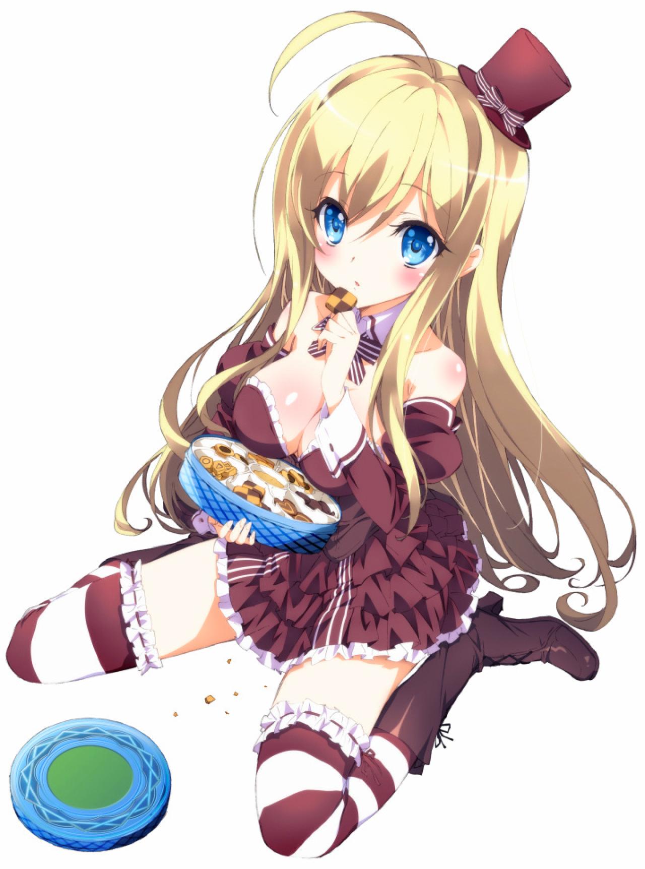 动画《我的脑内恋碍选项》中正在抱着盘子，吃点心的裘可拉 来自：na.cx