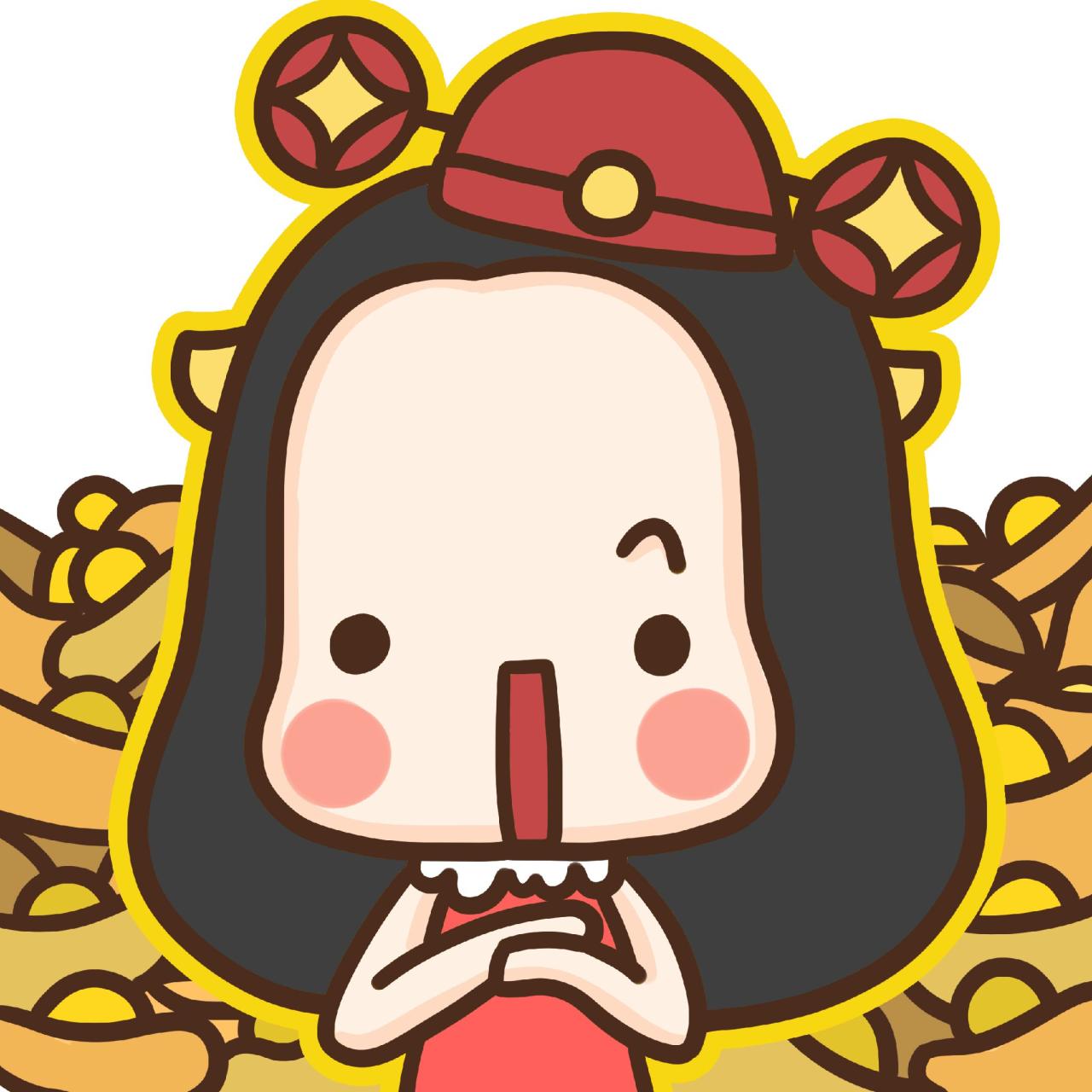 情侣头像女用：站在元宝前扮成财神爷的牛轰轰头像