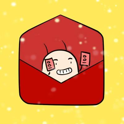 虫治先森藏在红包里，双手各拿着100元头像