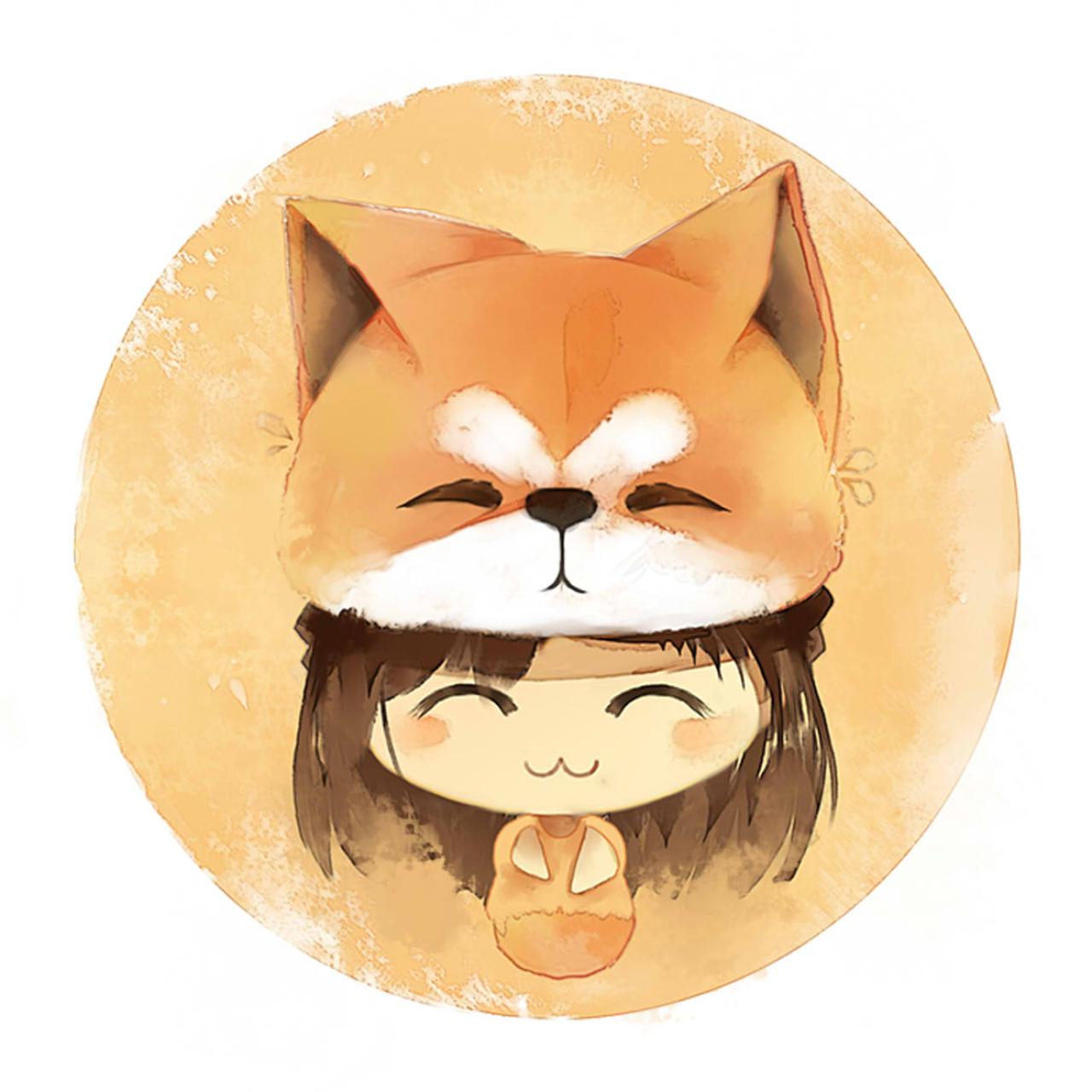 戴着秋田犬帽子的单身女孩头像