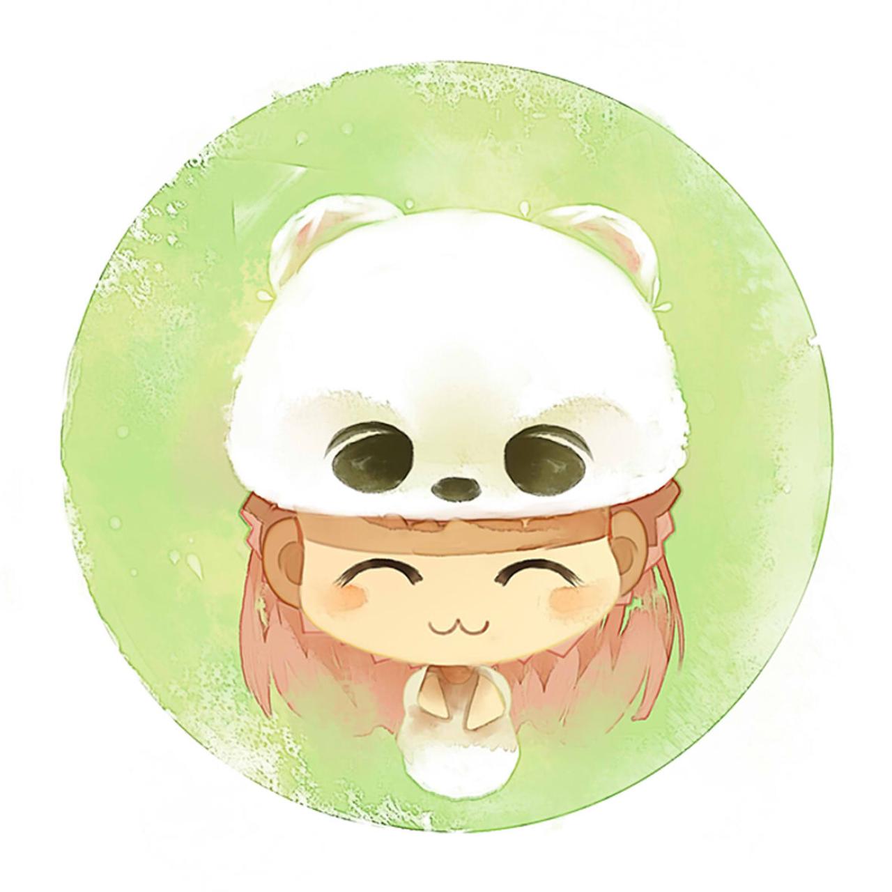 戴着博美犬帽子的单身女孩头像