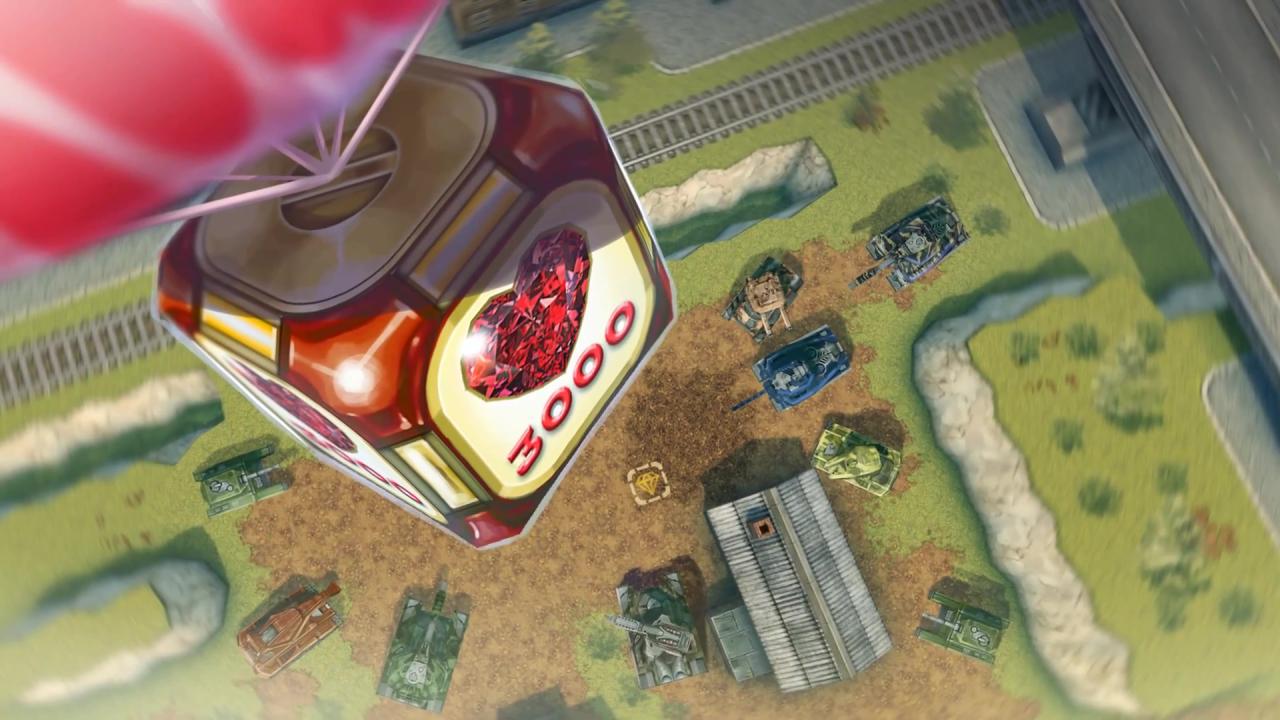 3D坦克正在空投的情人节主题金水晶壁纸