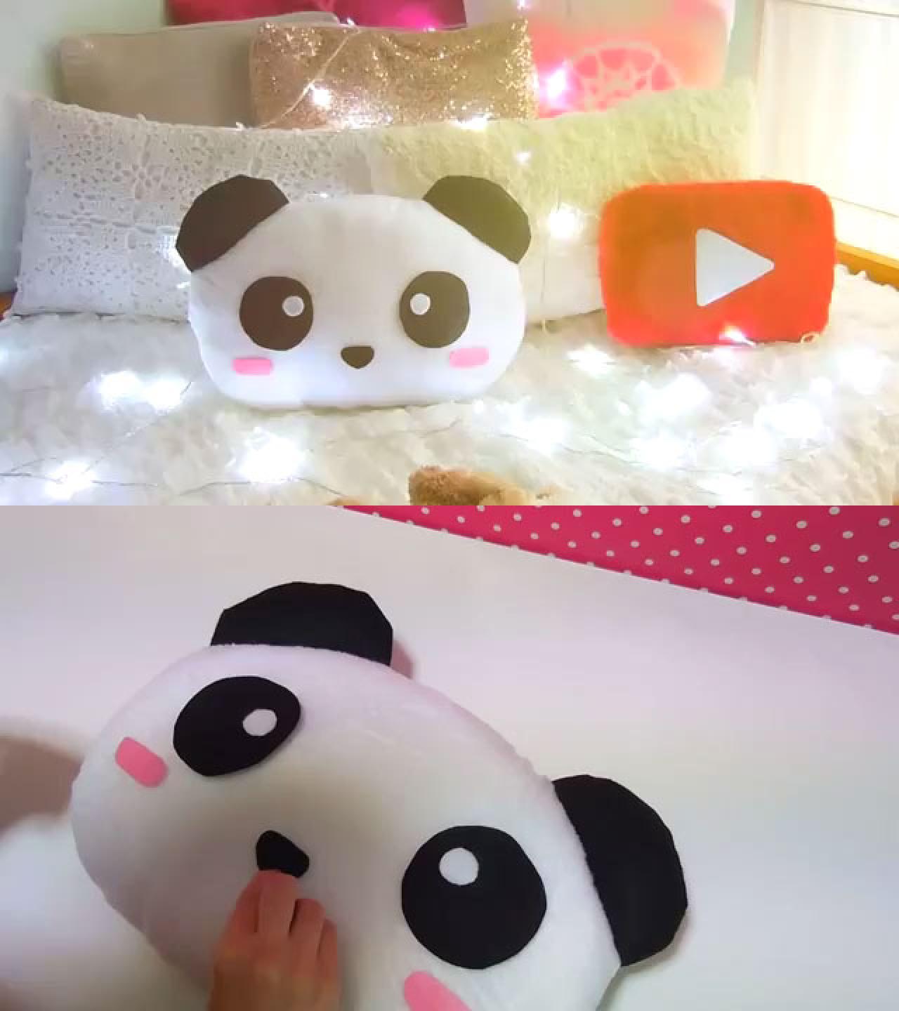 自制熊猫抱枕的摆放效果