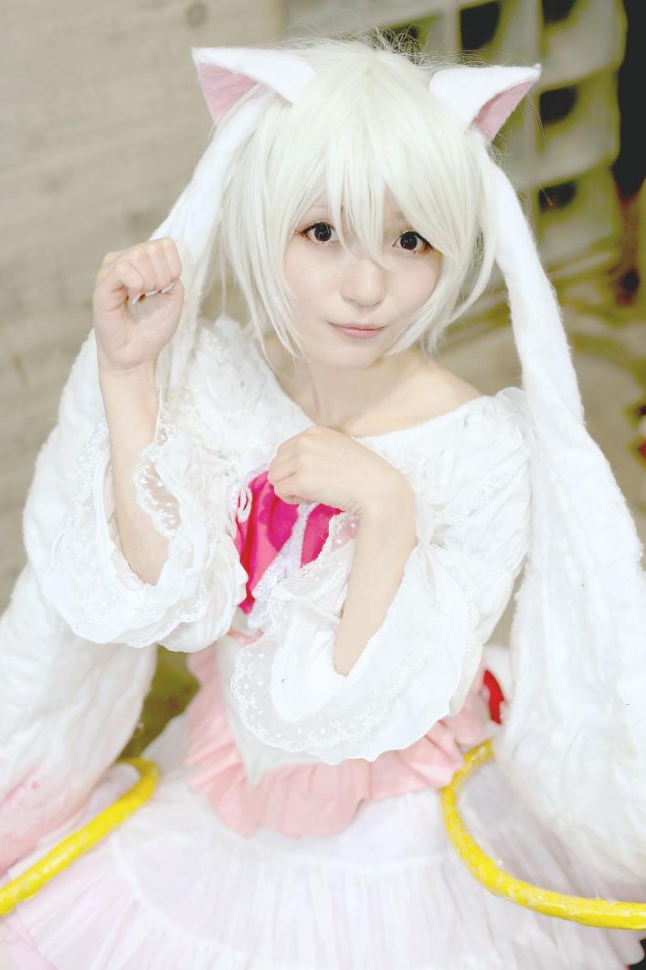 もころす扮拟人化丘比抬起双手扮小猫卖萌 坐姿 立幅