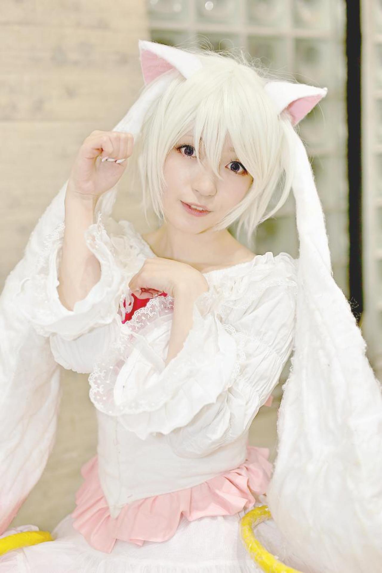 もころす扮拟人化丘比作猫爪爪手势，扮小猫卖萌 坐姿 立幅