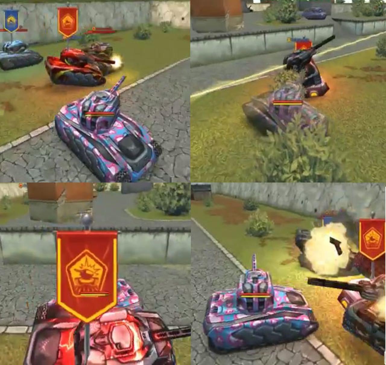 3D坦克蜂王激光4V4比赛中，30秒内，红蓝双方先后进行了9次军旗交换的比赛瞬间