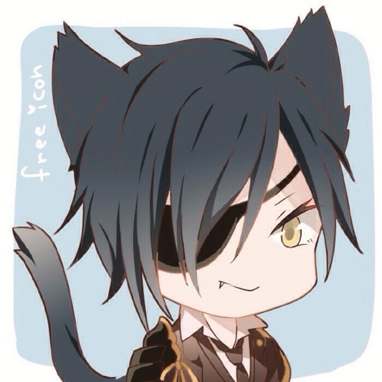 帅气的露出虎牙的猫耳朵猫尾巴的正太头像