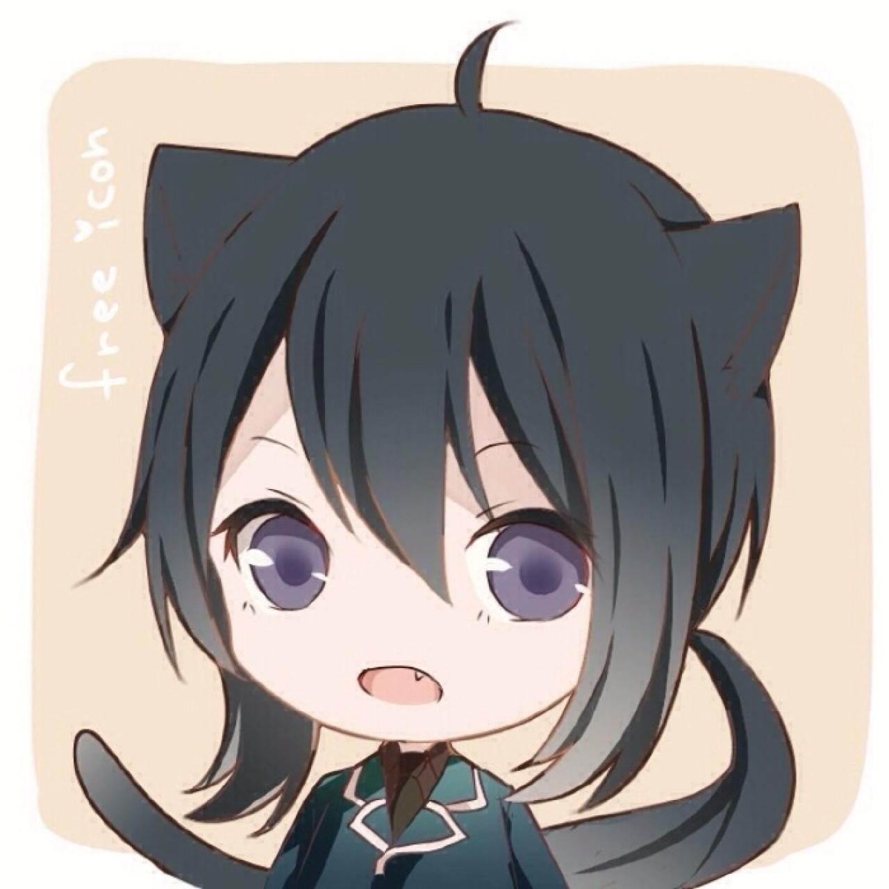 天然呆的露出虎牙的猫耳朵和猫尾巴的正太头像