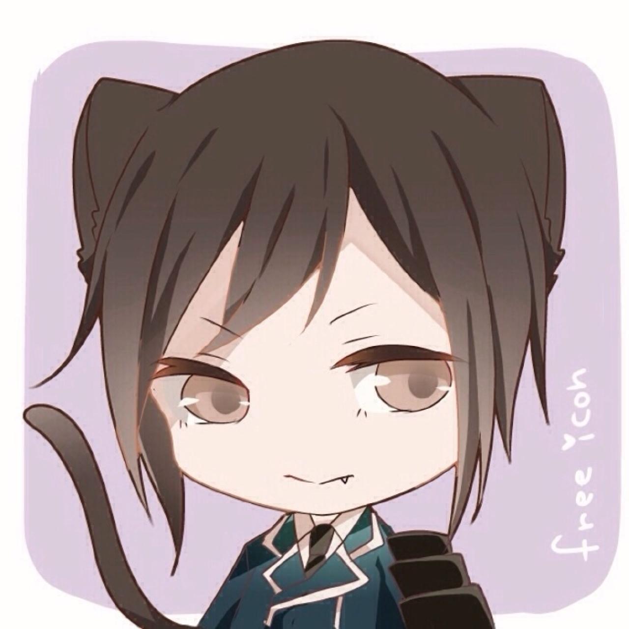 腼腆的露出小虎牙的猫耳朵和猫尾巴的正太头像