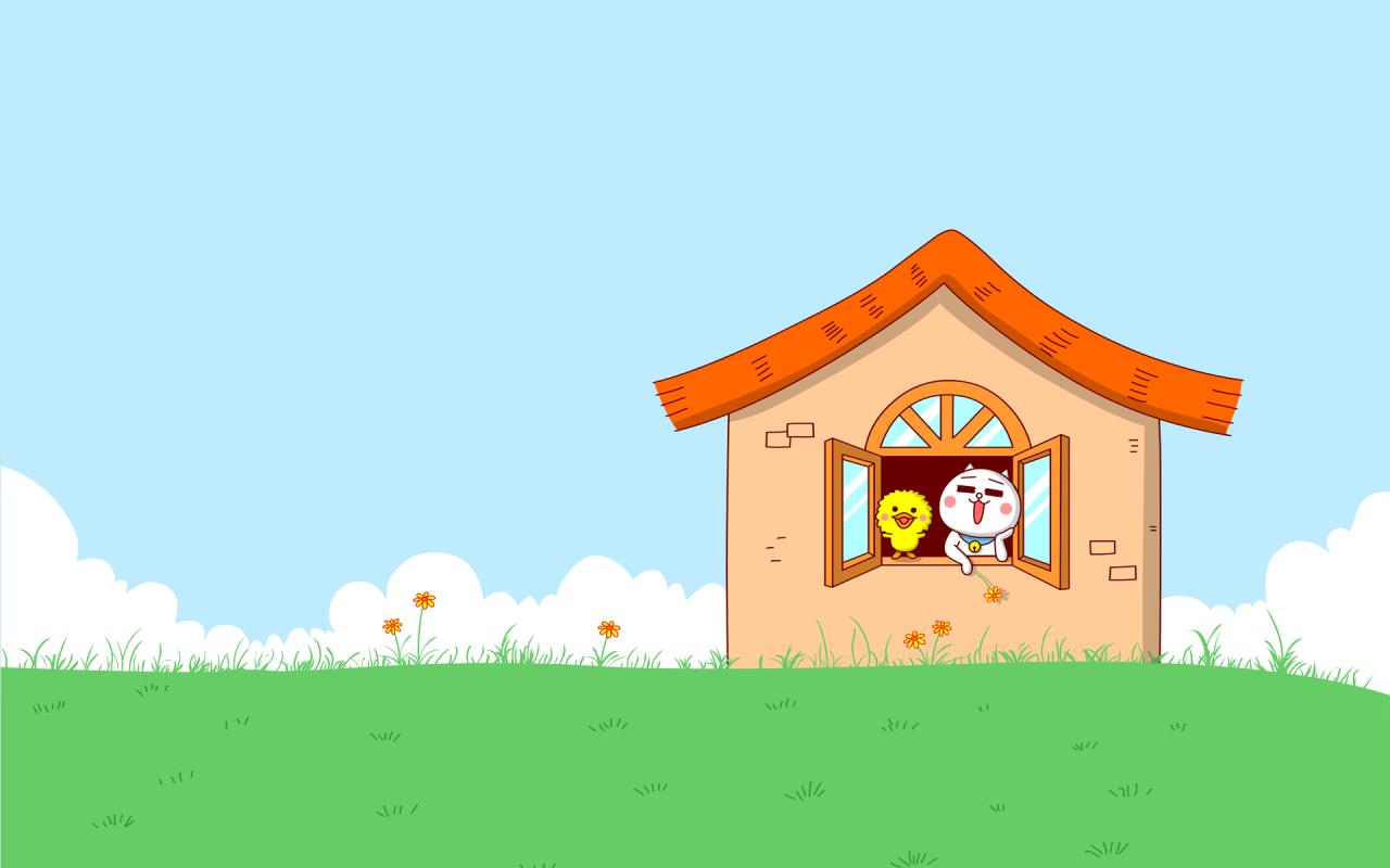 嗷大喵和么么鸭春天主题电脑壁纸 分辨率：1920x1200 无日历