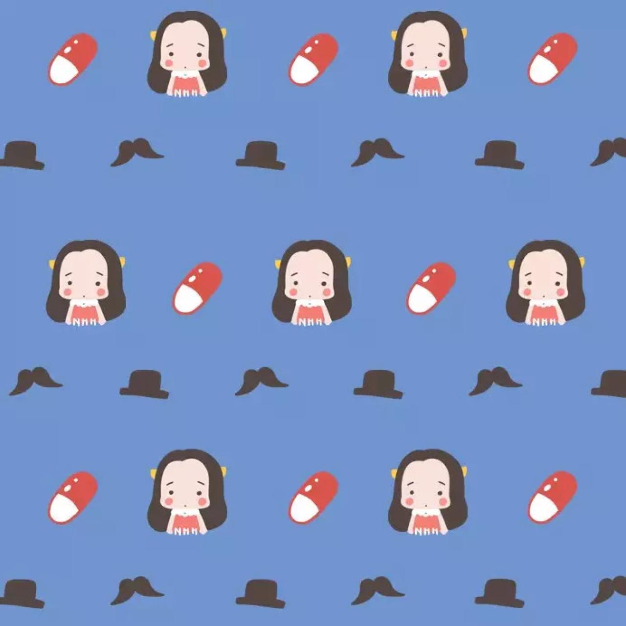 萌萌哒牛轰轰和药丸 蓝色聊天背景