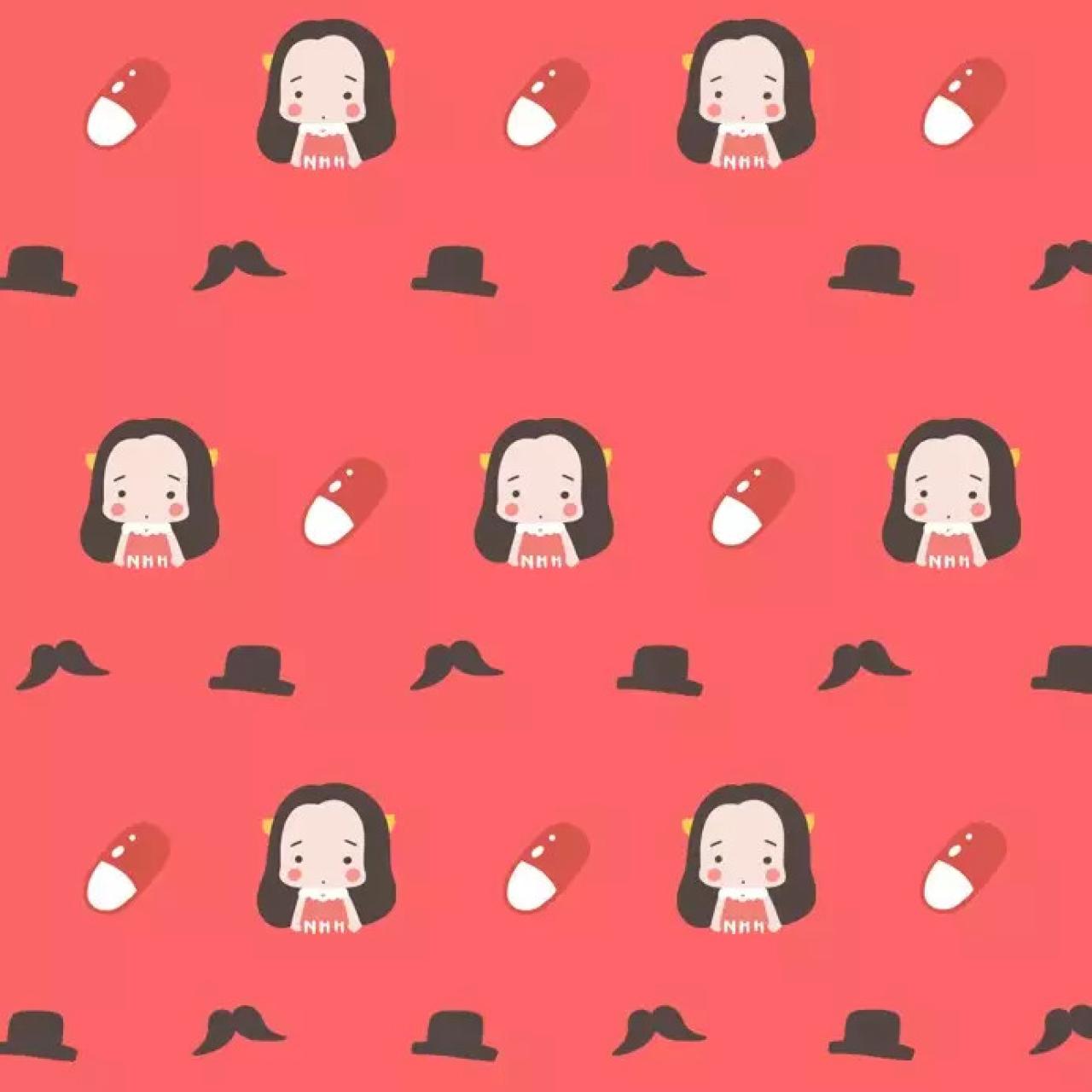 萌萌哒牛轰轰和药丸 红色聊天背景