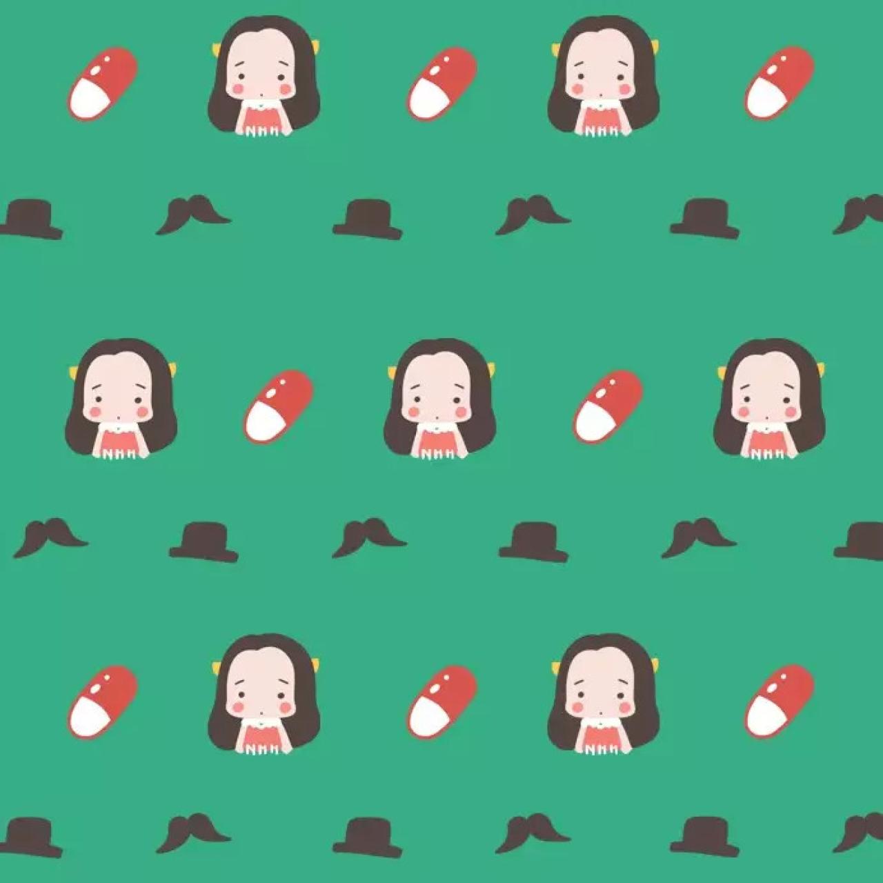 萌萌哒牛轰轰和药丸 青色聊天背景